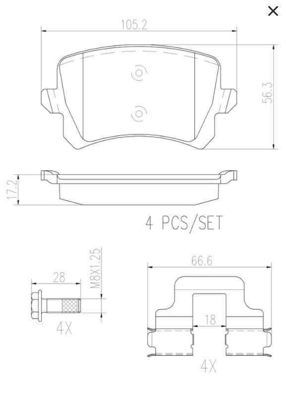 Audi A3 8P S3 RS3 TT 後輪 煞車皮 來令片 Brembo 陶瓷 公司貨