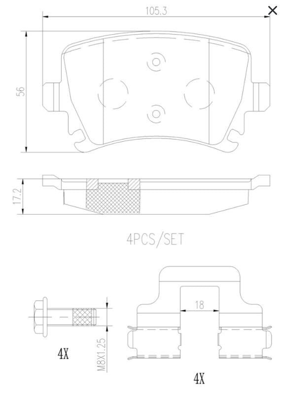 Audi A3 8P TT A4 B6 B7 A6 C5 後輪 煞車皮 來令片 Brembo 陶瓷 公司貨