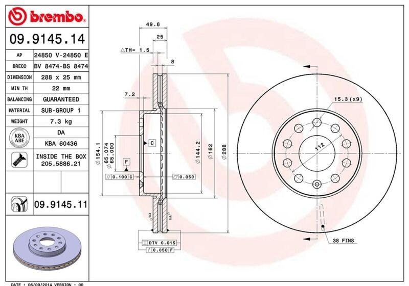 (VAG小賴汽車)1K0615301K 1K0615301T 前 煞車盤 碟盤 288mm Brembo 平面盤 全新