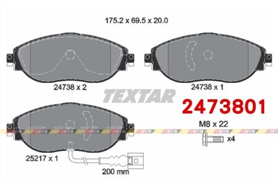 德國 Textar Skoda Superb 前 煞車皮 來令片 2473801 全新
